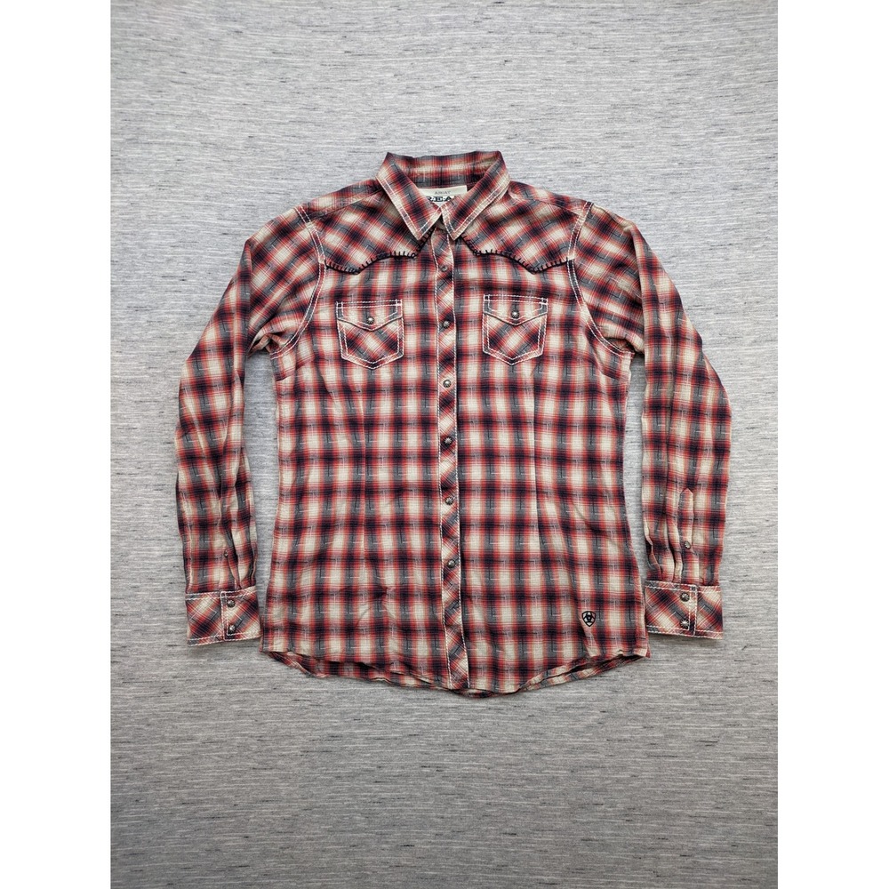 Ariat Western Plaid Shirt Long Sleeve Snap Front Pockets Medium‎ Rodeo Ranch